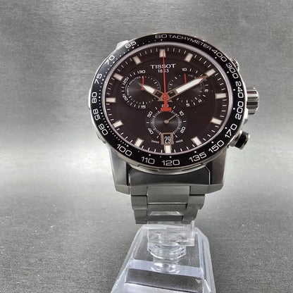 Tissot Supersport Chrono Watch Men 46mm Black Dial Steel Date Round New Battery5