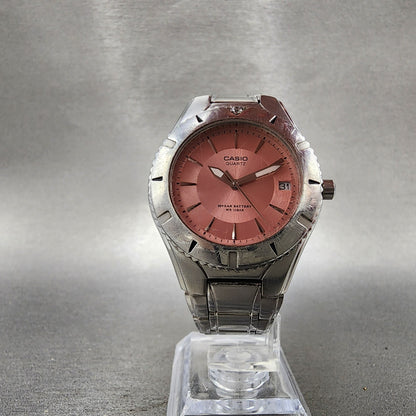 Casio Women Diver Watch Women 33mm Pink Dial Silver Tone Date LTD1035 New Batt5