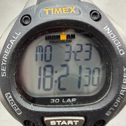 Timex Ironman Triathlon Watch Men 38mm Digital Gray  Alarm Chrono New BatteryLP1