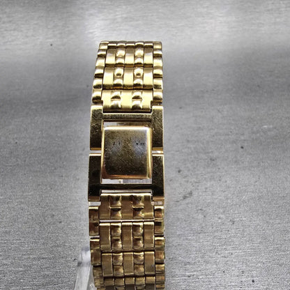 Seiko Watch Women 16mm Gold Dial Gold Tone Rectangle 1N01-5A69 New Battery VTG7