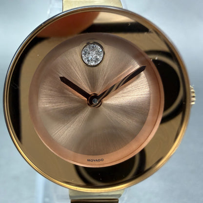 Movado Bold Bangle Watch Women 25mm Rose Dial Rose Gold Round 3600202 New Batt1