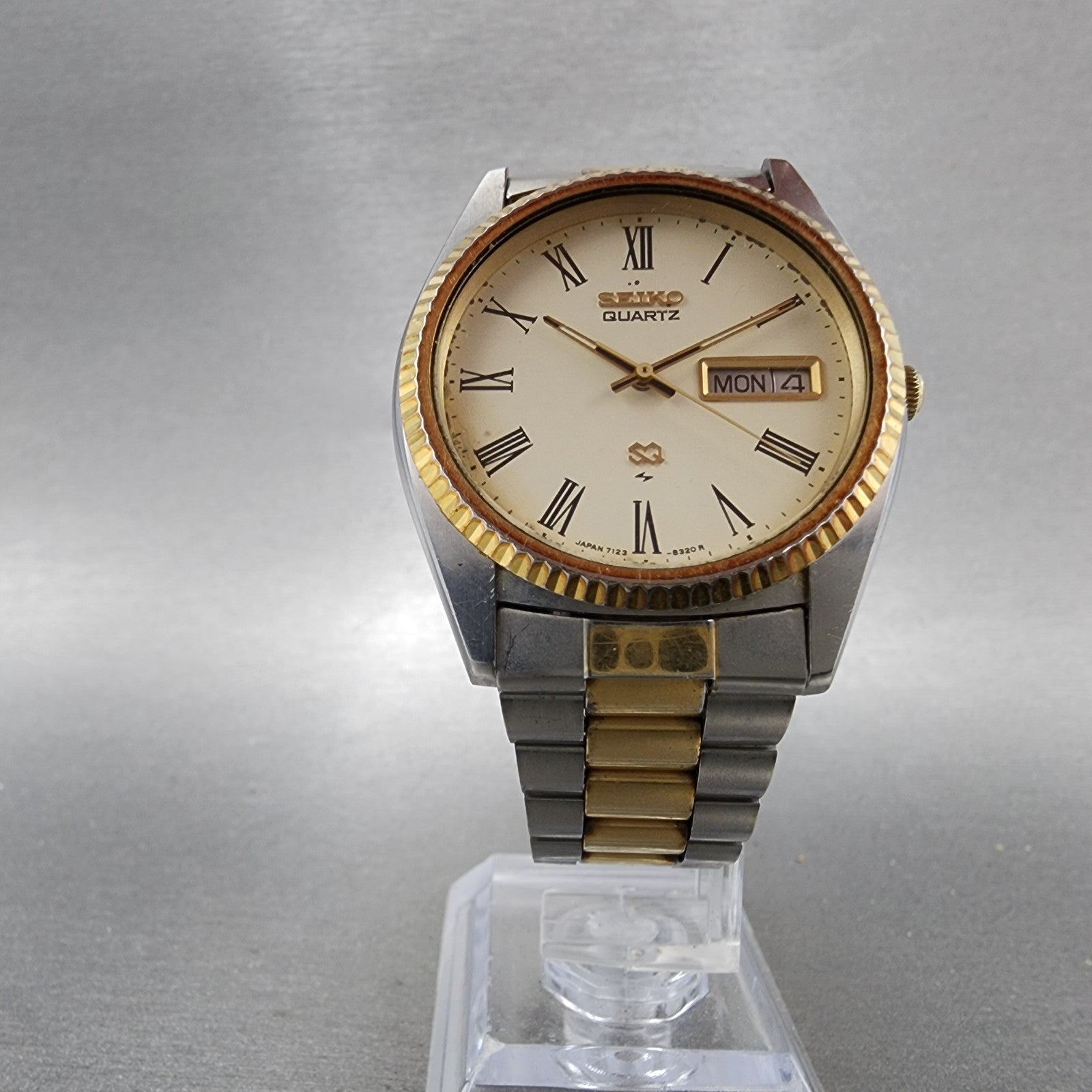 Seiko President Watch Men 37mm Cream Dial Two Tone Daydate Round New Battery5