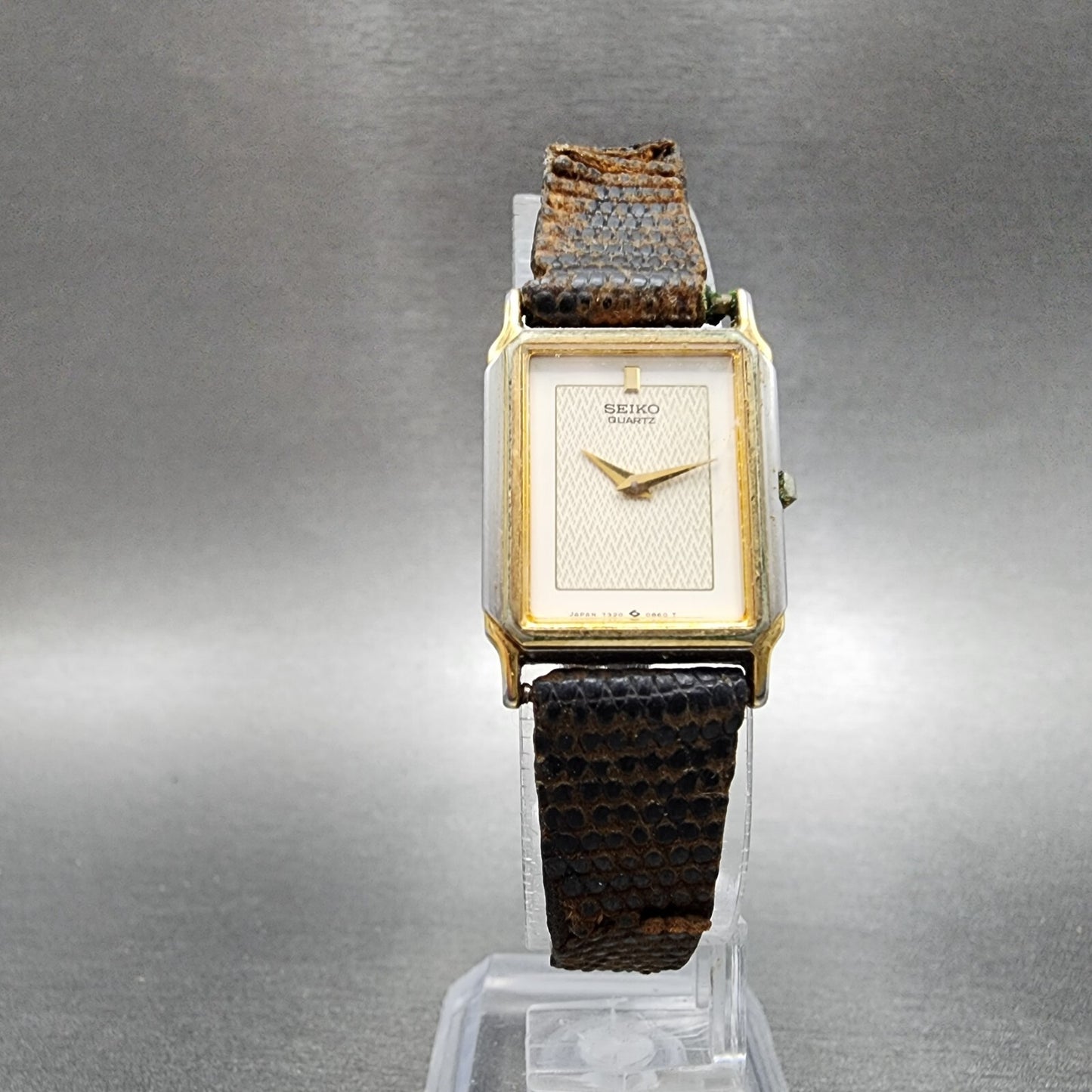 Seiko Tank Watch Women 19mm White Dial Two Tone Rectangle 73205909 New battery5