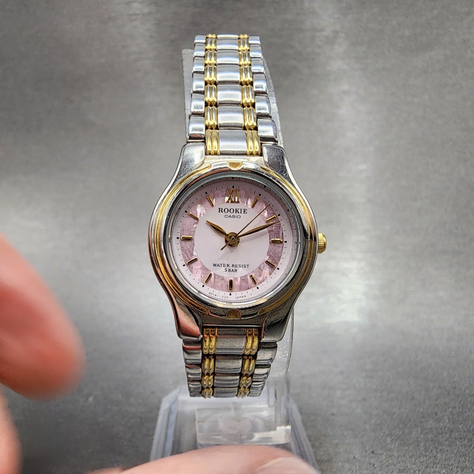 Casio Rookie Watch Women 24mm Pink Dial Two Tone Round RKM612 New Battery5