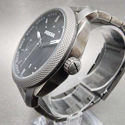 Fossil Machine Watch Men 42mm Black Dial Gray Tone Date Round FS4774 New Batt2