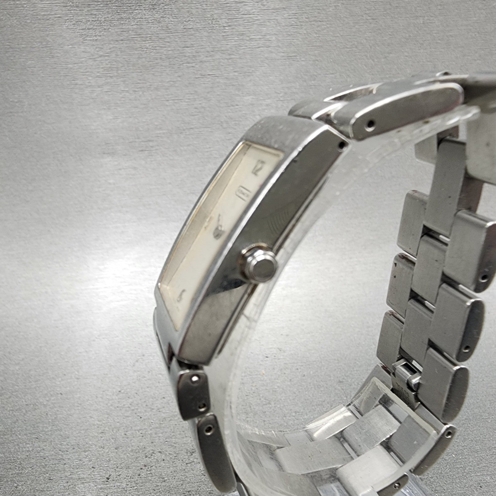 Coach Tank Watch Women 18mm White Dial Silver Tone Rectangle W040 New Battery2