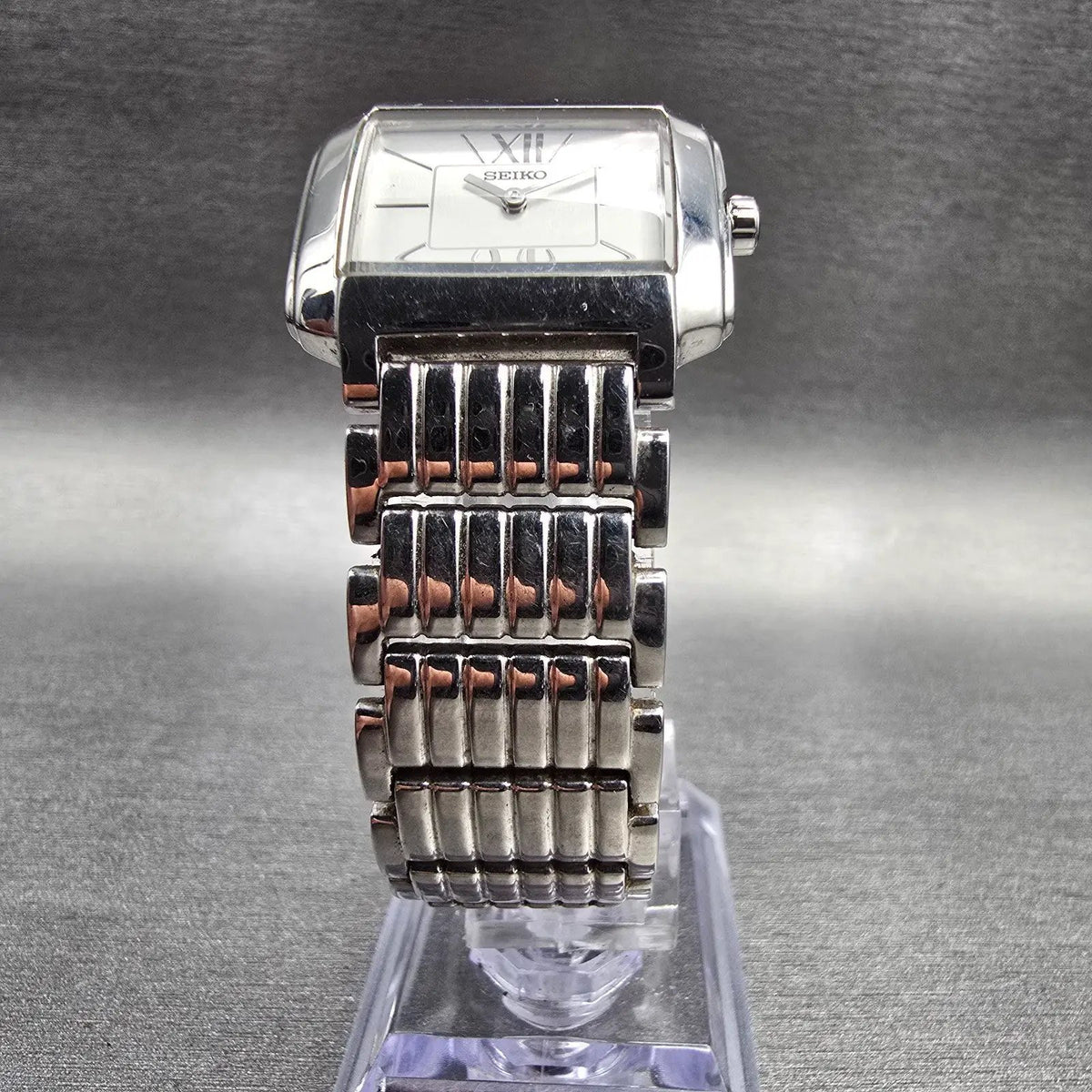 Seiko Tank Watch Women 25mm White Dial Silver Tone Rectangle 1N00-0PT0 New Batt5