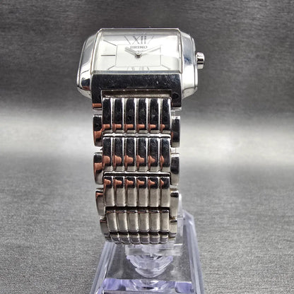 Seiko Tank Watch Women 25mm White Dial Silver Tone Rectangle 1N00-0PT0 New Batt5