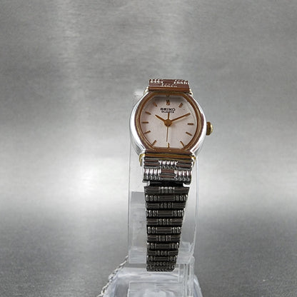 Seiko Watch Women 17mm White Dial Two Tone Oval 2Y015C09 New Battery5