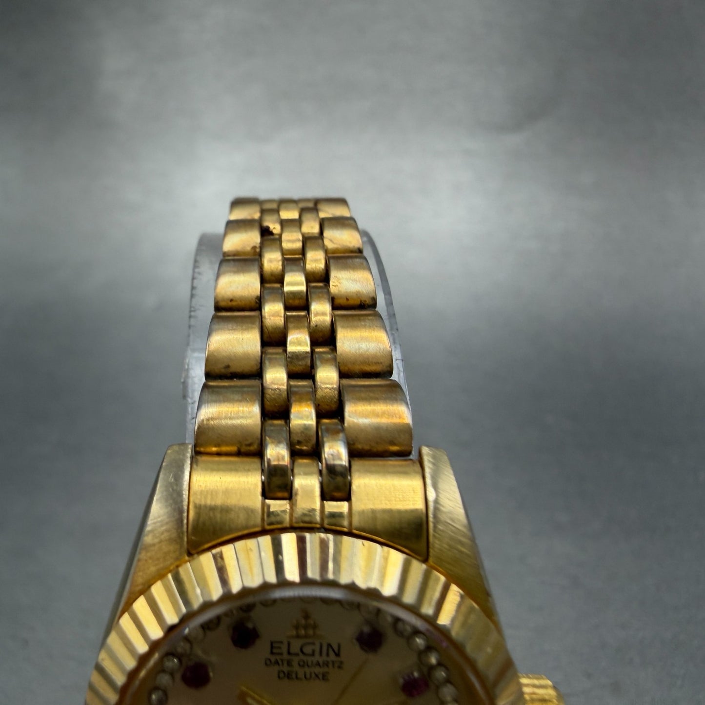 Elgin Watch Women 25mm Champagne Dial Gold Tone Date Round FK330 New Battery4