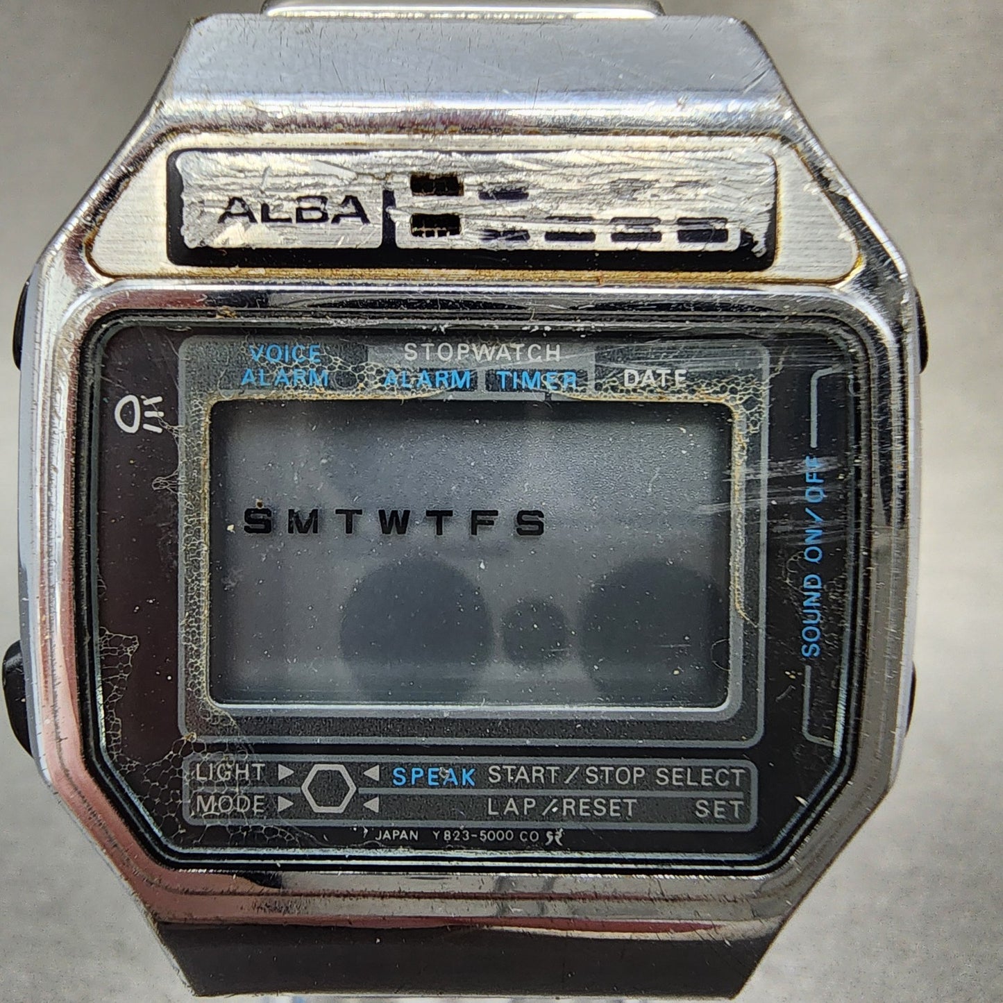 Seiko Alba Digital Watch Men 36mm Silver Tone Alarm Chronograph Y8235000 PARTS2