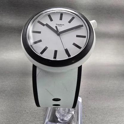 Swatch POPMOVING Watch Men 45mm White Dial Two Tone Round PWN100 New Battery5