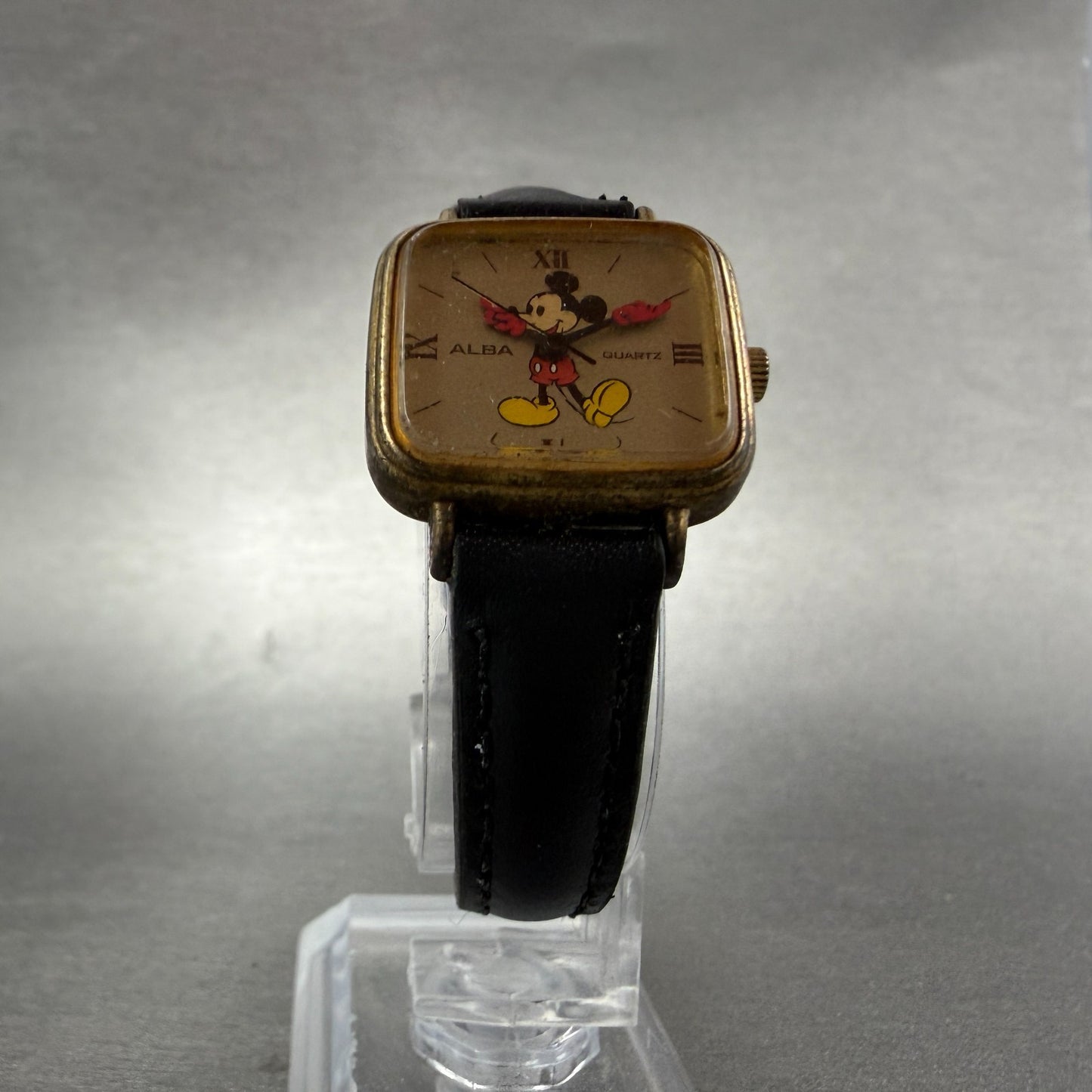 Seiko ALBA Mickey Mouse Watch Women 24mm Champagne Dial Gold Tone New Battery5