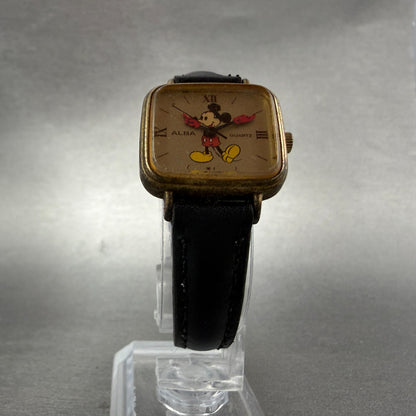 Seiko ALBA Mickey Mouse Watch Women 24mm Champagne Dial Gold Tone New Battery5