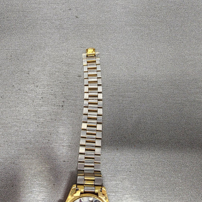 Bulova Watch Women 26mm Gold Dial Gold Tone Date Round BROKEN BAND New Battery
