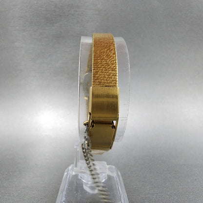 Seiko Watch Women 17mm Black Dial Gold Tone Hexagom 4N005059 New Battery9