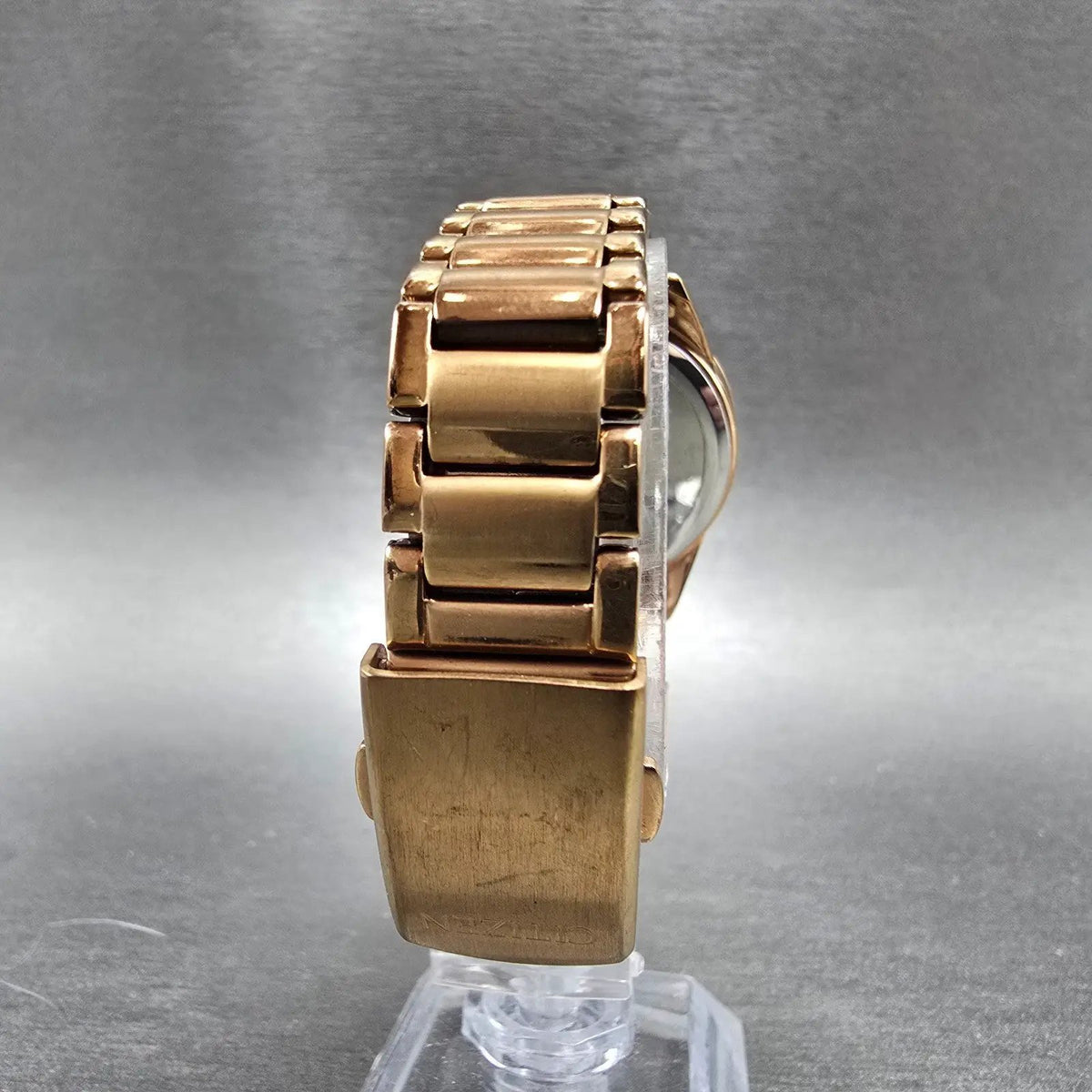 Citizen Eco-Drive Watch Women 33mm Red Dial Rose Gold Date Round Crystal Works7