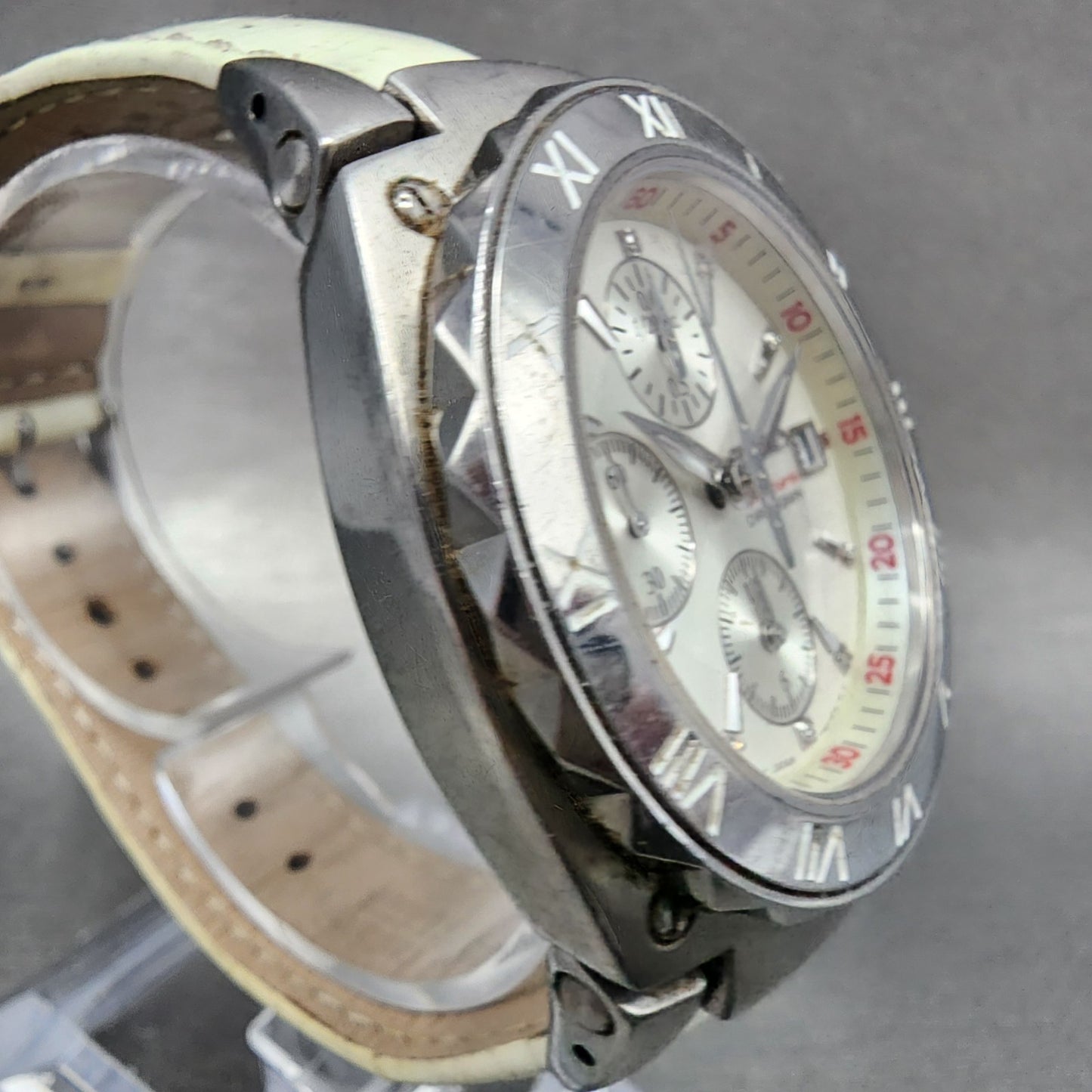 Seiko Sportura Chronograph Watch Unisex 38mm White Dial Steel 7t920ka0 New Batt3