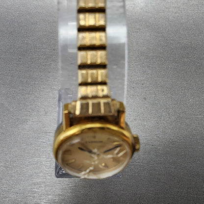 VTG Tissot Watch Women 20mm Gold Dial Gold Plated Round Manual Wind Runs