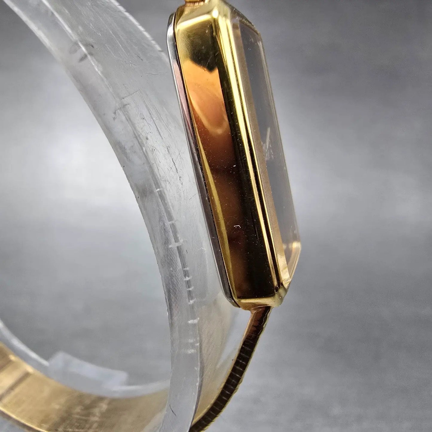 Wittnauer Watch Women 12mm Black Dial Gold Tone Rectangle AS1732 0280 New Batt5