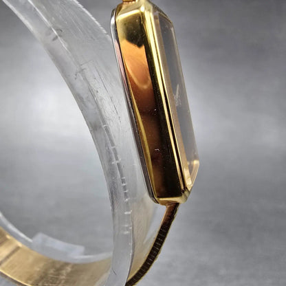 Wittnauer Watch Women 12mm Black Dial Gold Tone Rectangle AS1732 0280 New Batt5