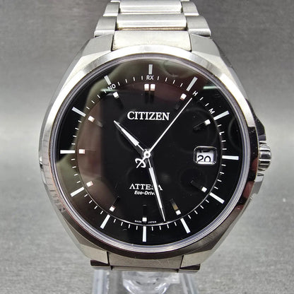 Citizen Attesa Eco-Drive Watch Men 42mm Black Dial Titanium Date Round PARTS0