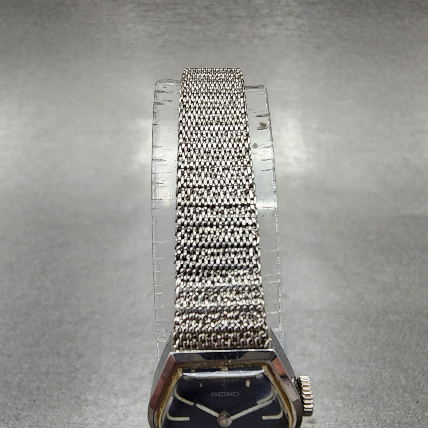 Seiko Watch Women 16mm Blue Dial Silver Tone Manual Hexagon 115199 Runs4