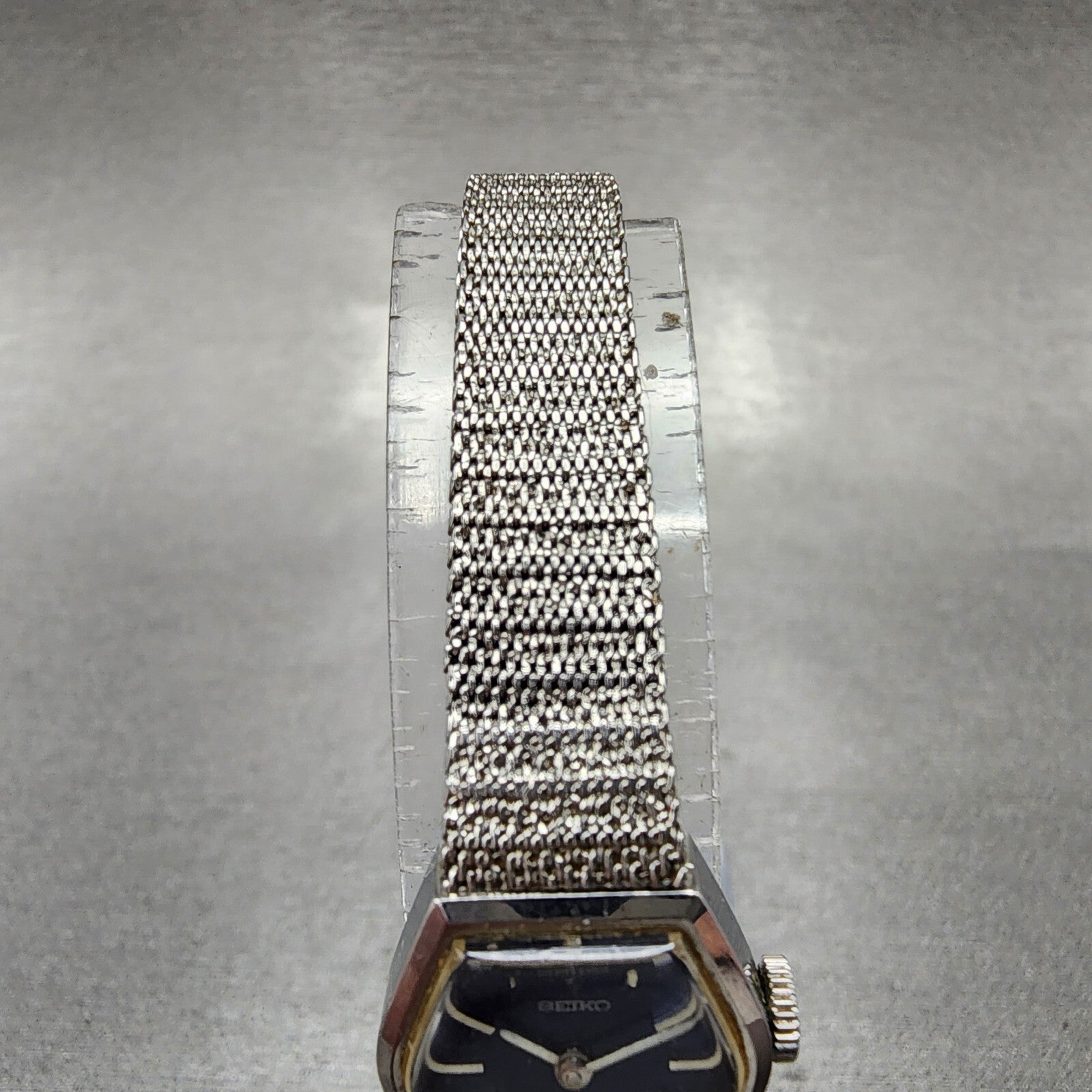 Seiko Watch Women 16mm Blue Dial Silver Tone Manual Hexagon 115199 Runs4