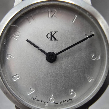 Calvin Klein Watch Women 28mm Silver Dial Steel Round K1313 Mesh Band New Batt1