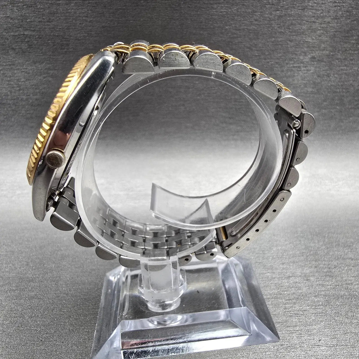 Seiko President Watch Men 36mm Black Dial Two Tone Daydate 7N43-8119 New Batt JP6