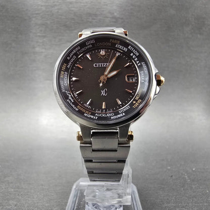 Citizen XC Atomic Solar Watch Women 29mm Black Dial Two Tone Date Round PARTS6