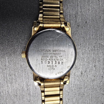 Citizen Watch Women 24mm Champagne Dial Gold Tone Date 6010-K06878 New Battery10