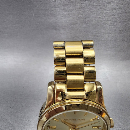 Michael Kors Watch Women 38mm Champagne Dial Gold Tone Date MK-5177 New Battery4