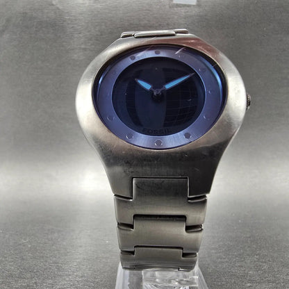 Fossil Big Tic Watch Men 41mm Blue Dial Silver Tone Round READ! JR-8051 New Batt5