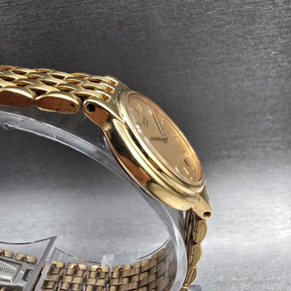 Seiko Watch Women 25mm Gold Dial Gold Tone Date Round 3Y09-0B59 New Battery3