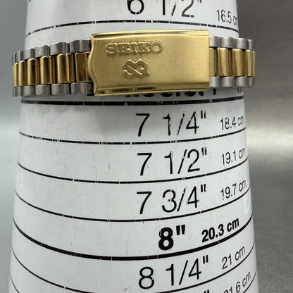 Seiko SQ Watch Women 24mm Gold Dial Two Tone Daydate Round 3E23-0A60 New Batt ST10