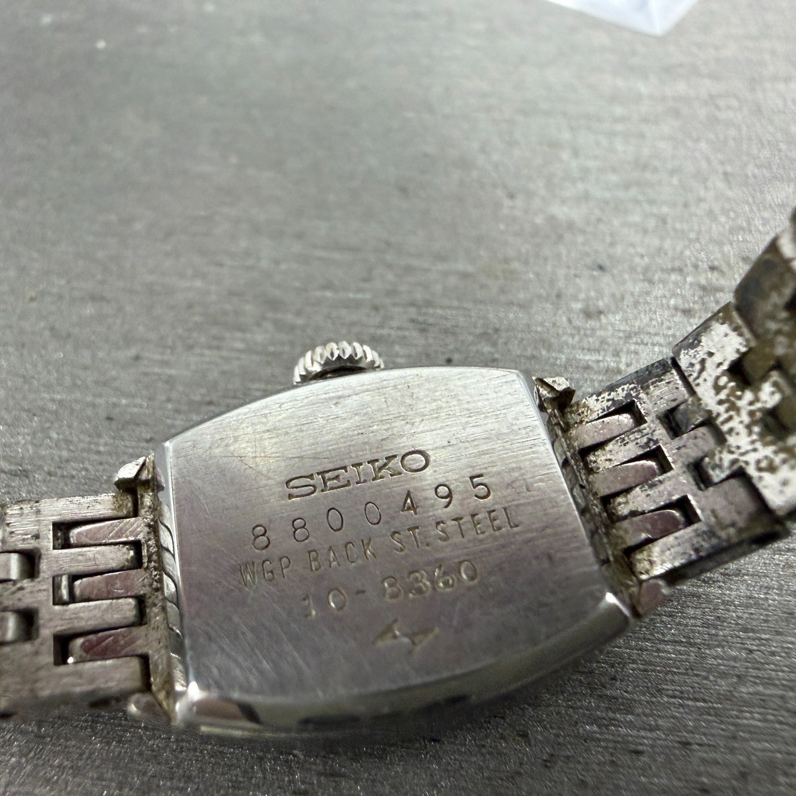 Seiko Watch Women 15mm Silver Dial Silver Tone Rectangle Manual 10-8360 Runs VTG9