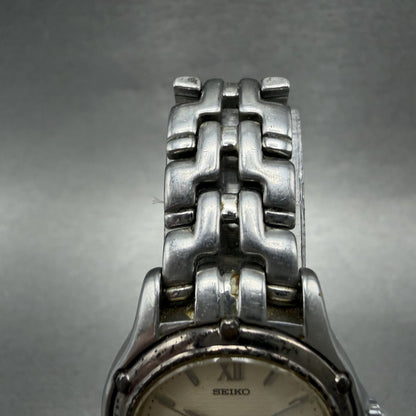 Seiko Watch Women 26mm Cream Dial Silver Tone Date Round 7N820599 New Battery Q4