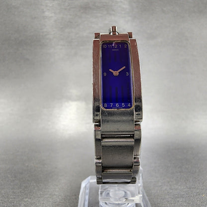 Movado Elliptica Tank Watch Women 15mm Blue Dial Stainless Steel Rectangle Runs5
