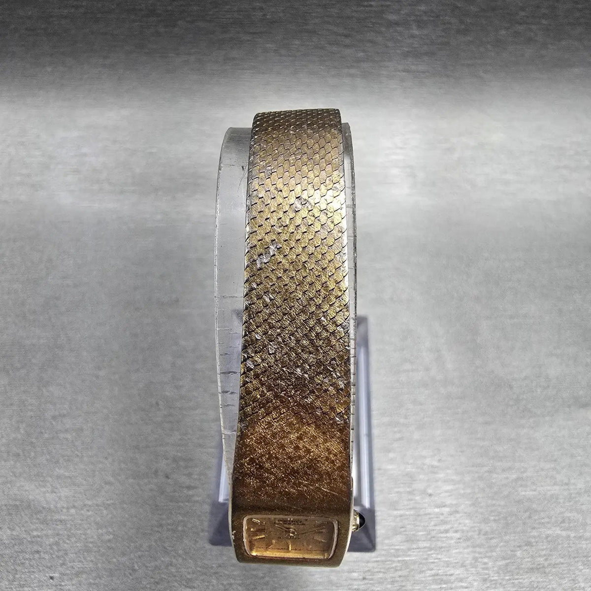 Seiko Lassale Watch Women 15mm Gold Dial Gold Tone Rectangle 5420-5109 New Batt4