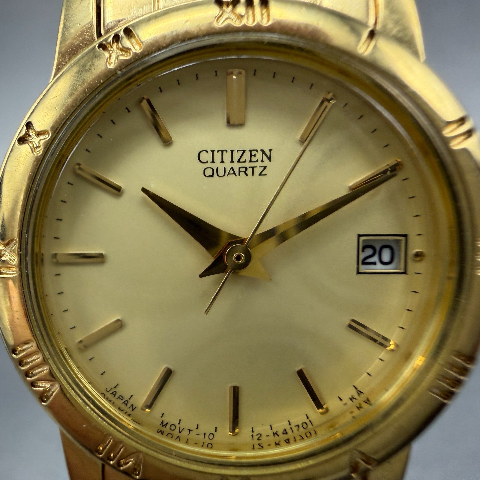Citizen Watch Women 24mm Cream Dial Gold Tone Date Round 1012-K13131 New Batt 561