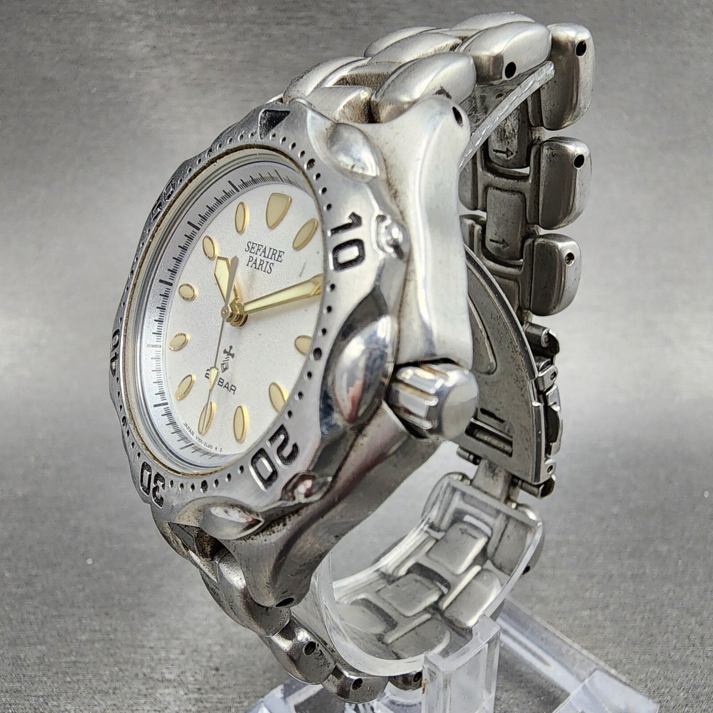 Seiko ALBA Sefaire Dive Watch Men 38mm White Dial Steel Round V7011Y50 New Batt2
