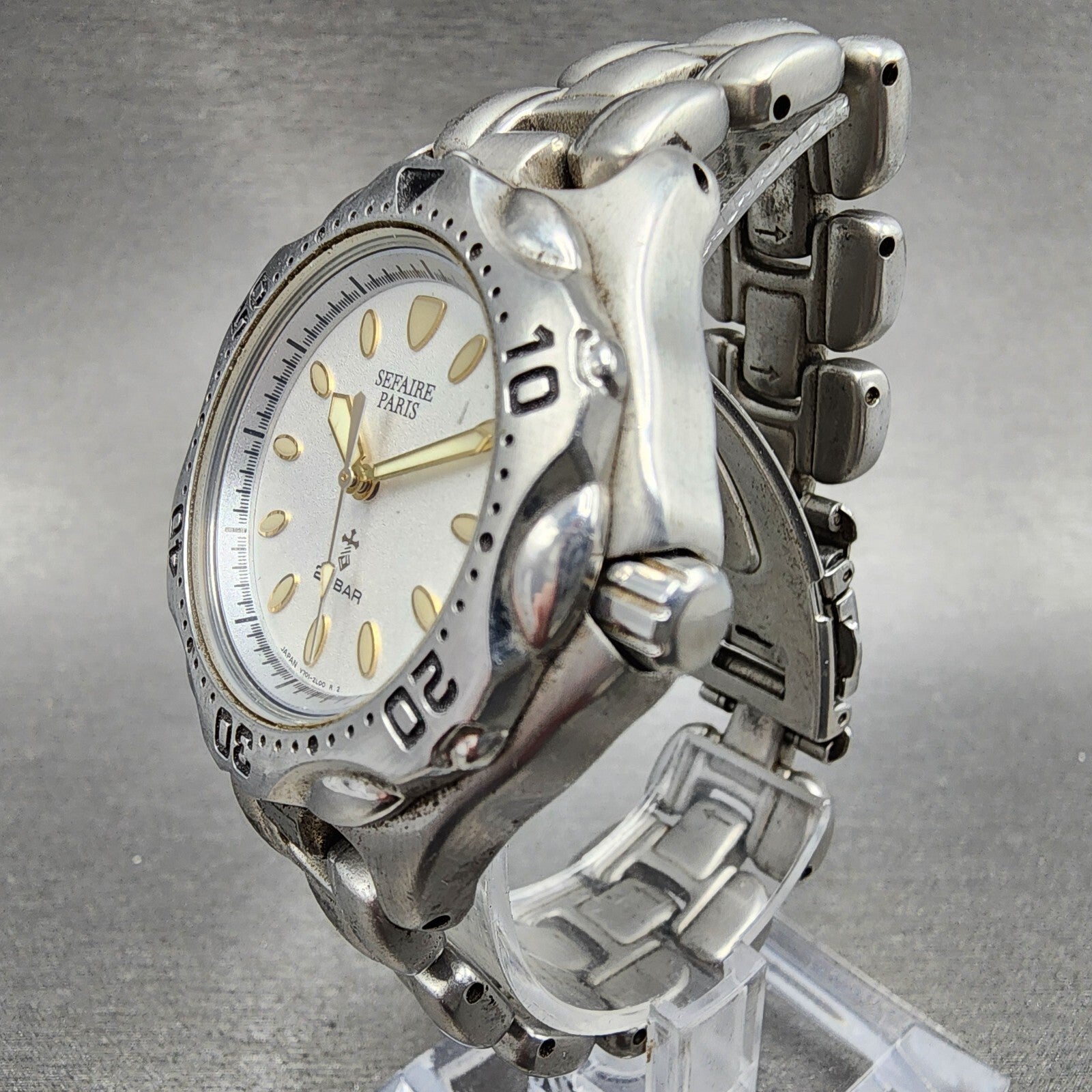 Seiko ALBA Sefaire Dive Watch Men 38mm White Dial Steel Round V7011Y50 New Batt2