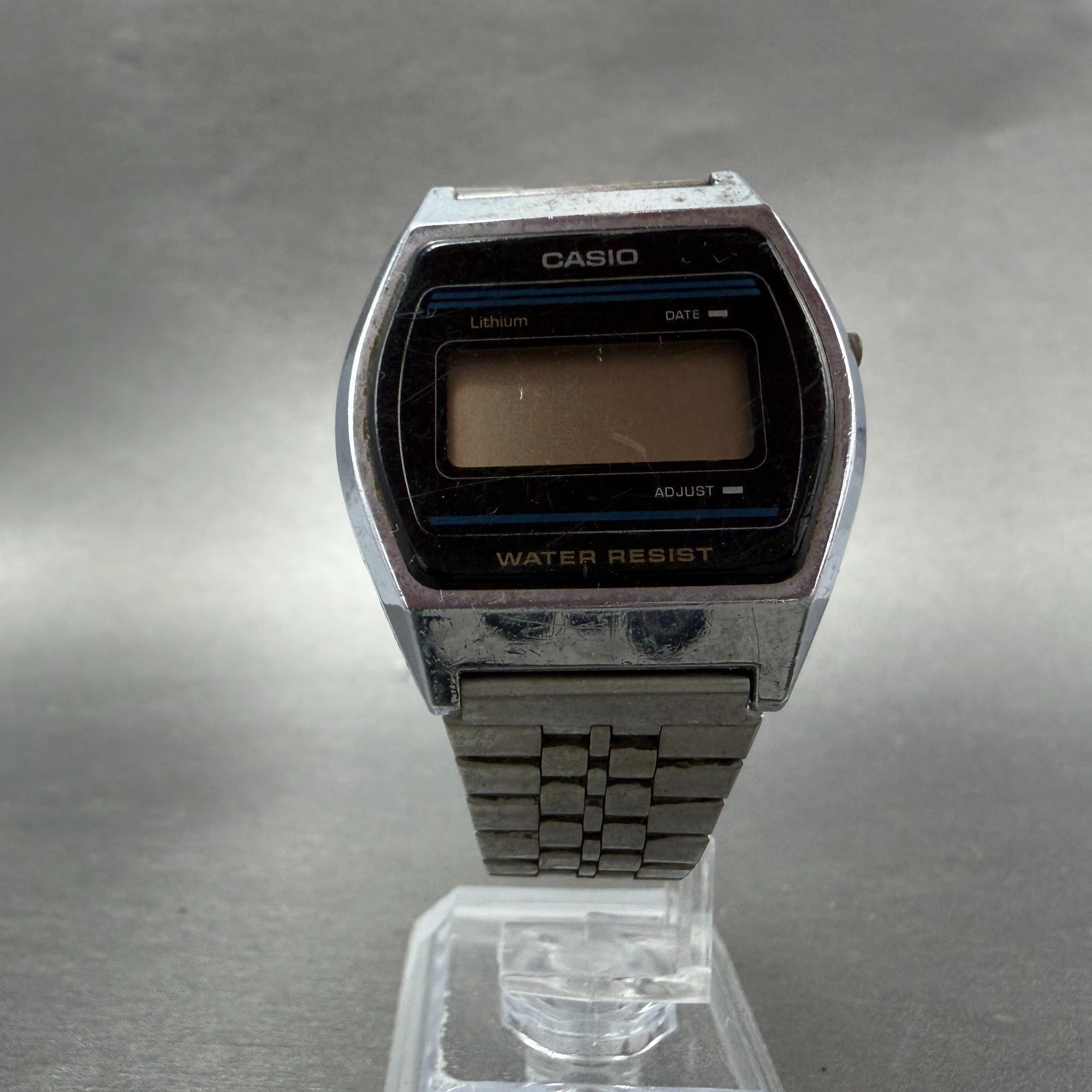 Casio B612W Watch Men 35mm Digital LCD Silver Tone Daydate VTG PARTS6