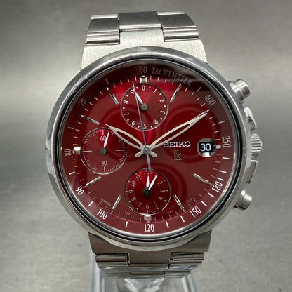 Seiko Lukia Chronograph Watch Women 35mm Red Dial Silver Dial Date New Battery 20