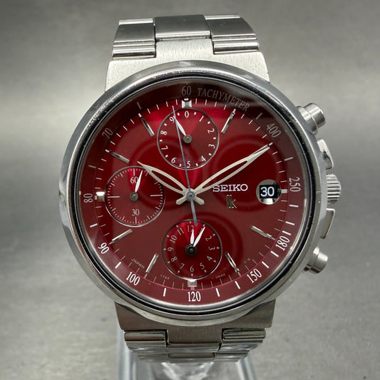 Seiko Lukia Chronograph Watch Women 35mm Red Dial Silver Dial Date New Battery 20