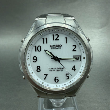 Casio Lineage Watch Men 38mm White Dial Silver Tone Date Solar LIW-120 Runs0