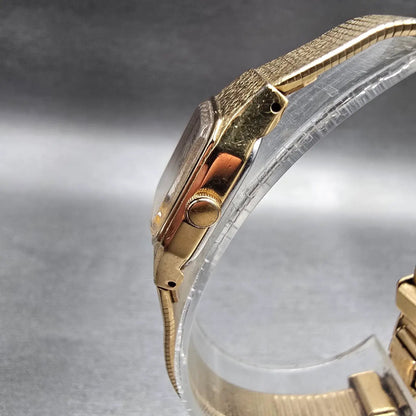 Seiko Watch Women 17mm Champagne Dial Gold Tone Rectangle 2C20-5789 New Battery2