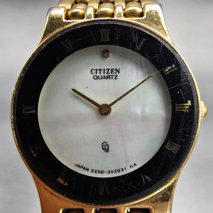 Citizen CQ Watch Women 21mm MOP Dial Two Tone Round 2200-229207 New Battery VTG1