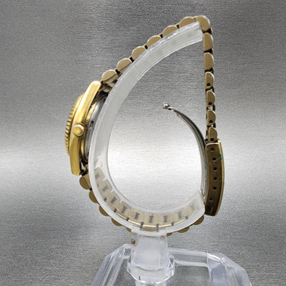 Seiko Watch Women 25mm Gold Dial Gold Tone Daydate Round 7N830041 New Battery6